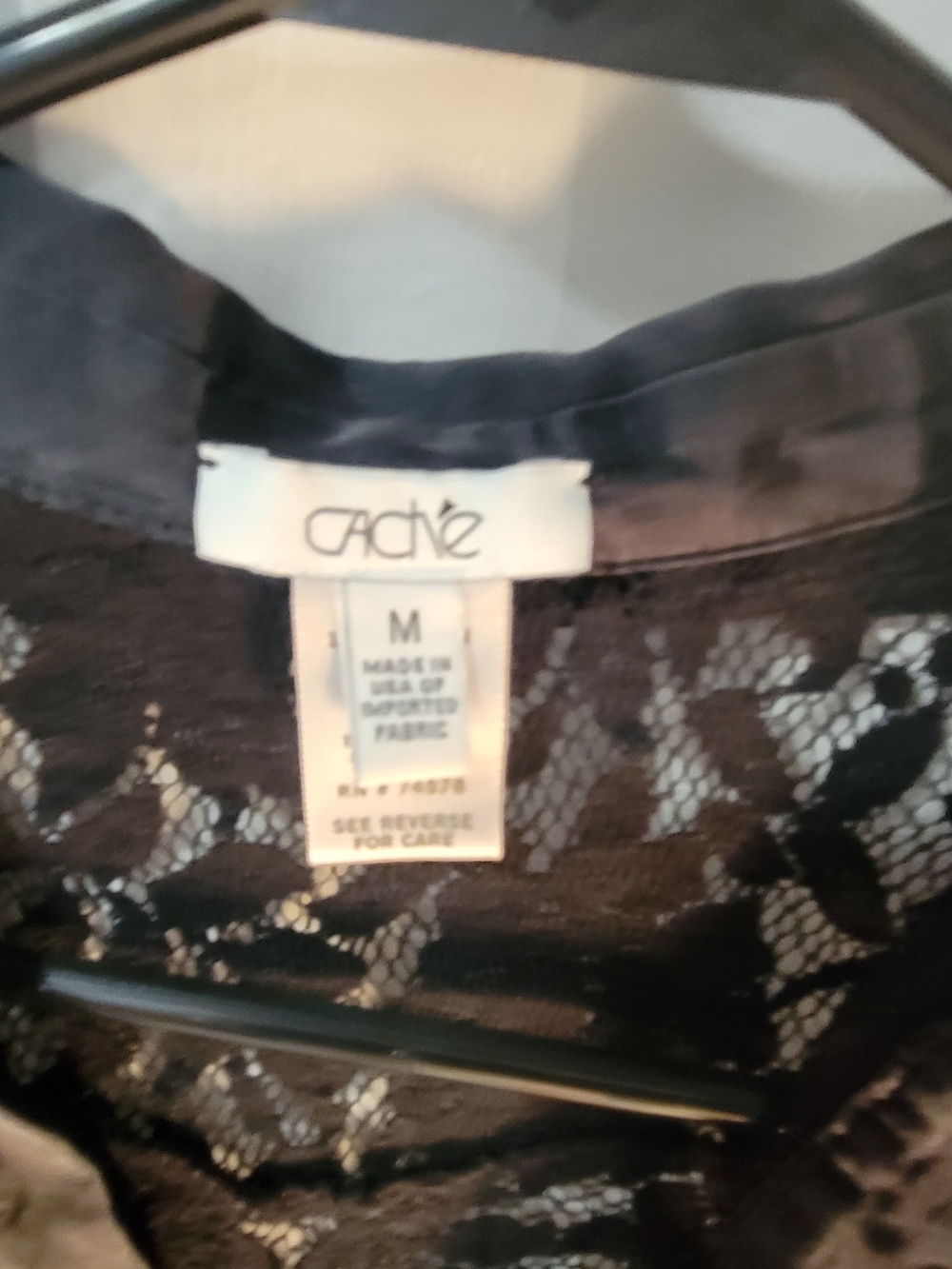 Cache Black Lace Collared Henley Blouse - Picture 2 of 5